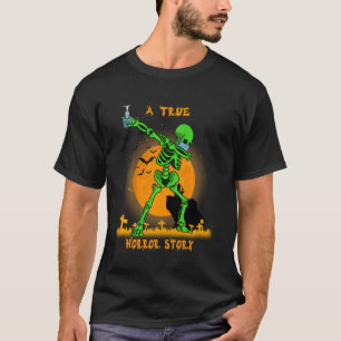 Dabbing Skeleton Soccer Halloween Boys Kids Men T-Shirt