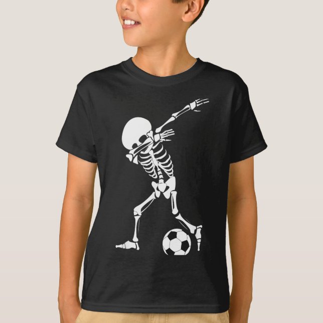 Dabbing Skeleton Soccer Shirt - Funny Halloween (Front)