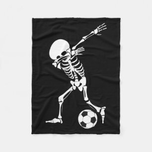 Dabbing Skeleton Soccer Shirt - Funny Halloween Fleece Blanket