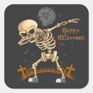 Dabbing Skeleton Square Sticker