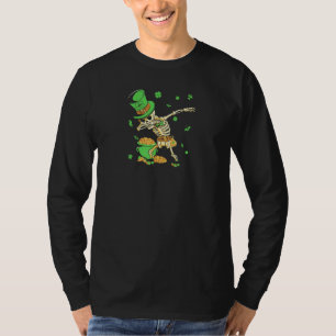 Dabbing Skeleton St Patricks Day Boys Kids Leprech T-Shirt