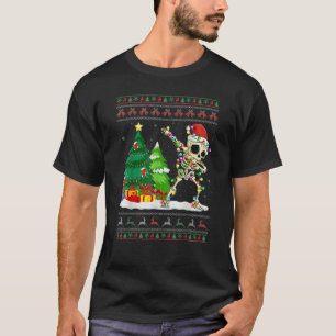 Dabbing Skeleton Tree Santa Hat Ugly Christmas Swe T-Shirt