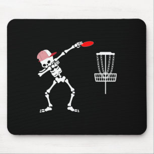 Dabbing Skeleton Wear Hat Disc Golf Player Hallowe Mouse Pad