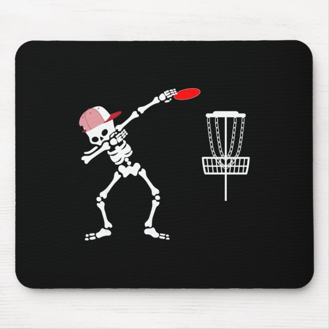 Dabbing Skeleton Wear Hat Disc Golf Player Hallowe Mouse Pad (Front)