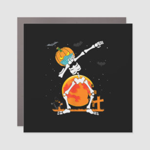 Dabbing Skeleton Wear Mask Pumpkin Halloween Dance Car Magnet