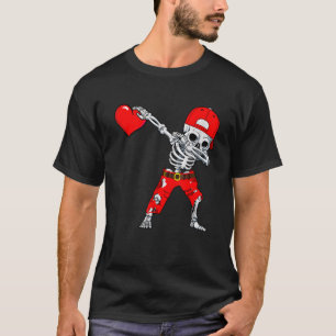 Dabbing Skeleton With Heart Love Valentine's Day B T-Shirt