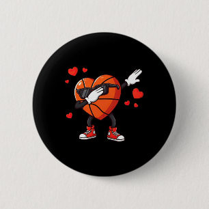 Dabbing Sketll Heart Dab Pose Valentine Womens Men 2 Inch Round Button