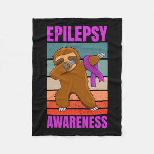 Dabbing Sloth Epilepsy Seizures Awareness Ribbon Fleece Blanket