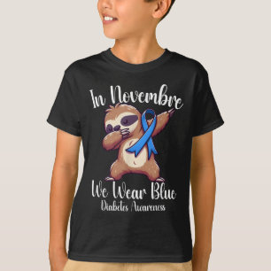 Dabbing Sloth In November We Wear Blue Diabetes Aw T-Shirt