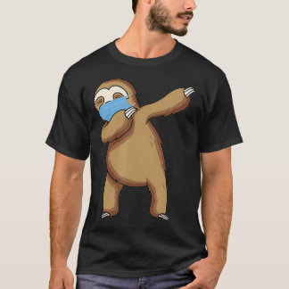 Dabbing Sloth With Face Mask Funny Dab Gift Bunny T-Shirt