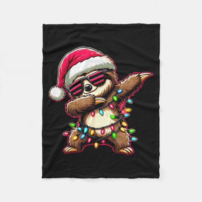 Dabbing Sloth Xmas For Kids Boys Girl Sloth Lover  Fleece Blanket (Front)