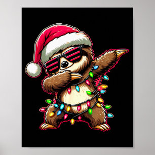 Dabbing Sloth Xmas For Kids Boys Girl Sloth Lover Poster