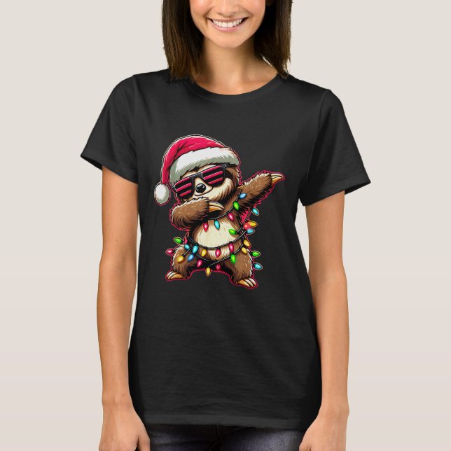 Dabbing Sloth Xmas For Kids Boys Girl Sloth Lover  T-Shirt (Front)
