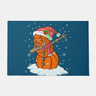 Dabbing Snowman Basketball Ball Tee Christmas Sant Doormat