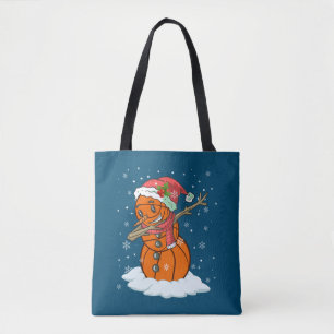 Dabbing Snowman Basketball Ball Tee Christmas Sant Tote Bag