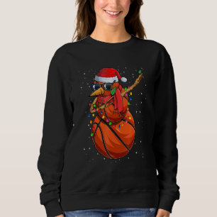 Dabbing Snowman Basketball Lover Santa Hat Christm Sweatshirt