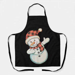 Dabbing Snowman Lumberjack Buffalo Plaid Christmas Apron