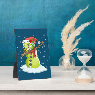 Dabbing Snowman Tennis Ball Tee Christmas Xmas Plaque