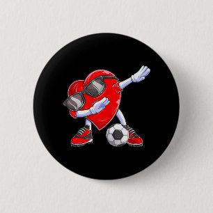 Dabbing Soccer Ball Heart Valentines Day Men Boys 2 Inch Round Button