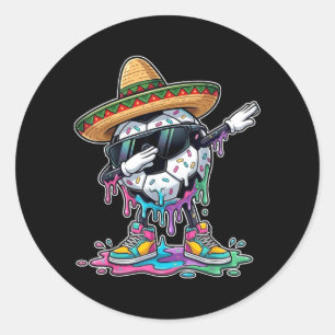 Dabbing Soccer Ball Sombrero Cinco De Mayo Mexican Classic Round Sticker