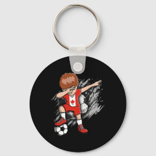 Dabbing Soccer Boy - Canada Jersey Canadian Soccer Keychain