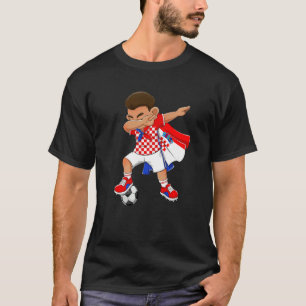 Dabbing Soccer Boy Croatia Football Flag Kids T-Shirt