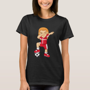 Dabbing Soccer Boy Denmark Jersey Best Danish Foot T-Shirt