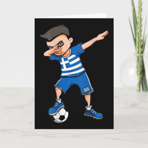 Dabbing Soccer Boy Greece Jersey Greek Footll Love Card