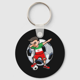 Dabbing Soccer Boy Iran Footll Fans Jersey Iranian Keychain