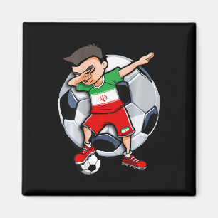 Dabbing Soccer Boy Iran Footll Fans Jersey Iranian Magnet