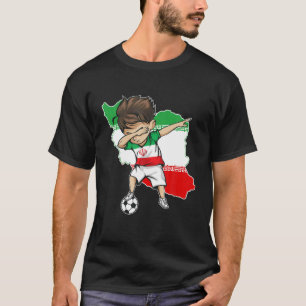 Dabbing Soccer Boy Iran Jersey - Iran Map Flag T-Shirt