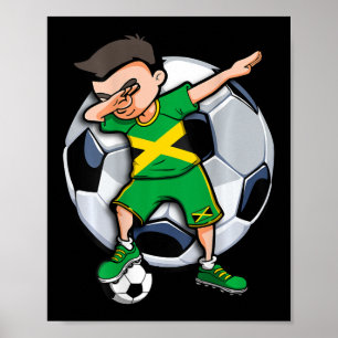 Dabbing Soccer Boy Jamaica Footll Fan Jersey Jamai Poster