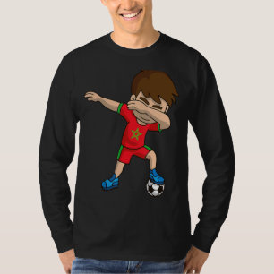 Dabbing Soccer Boy Morocco Flag Moors Peace Mooris T-Shirt