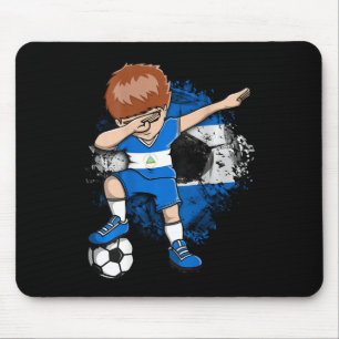 Dabbing Soccer Boy Nicaragua Jersey Nicaragua Foot Mouse Pad