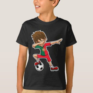 Dabbing Soccer Boy Portugal Jersey Portuguese Kids T-Shirt
