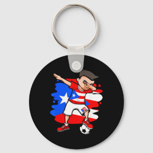 Dabbing Soccer Boy Puerto Rico Fans Jersey Puerto Keychain
