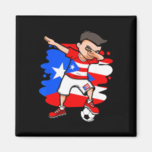 Dabbing Soccer Boy Puerto Rico Fans Jersey Puerto  Magnet