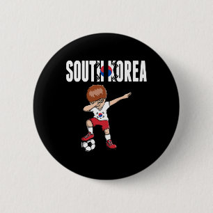 Dabbing Soccer Boy South Korea Soccer Fan Jersey K 2 Inch Round Button