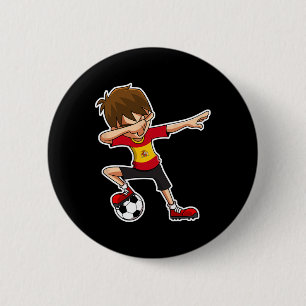 Dabbing Soccer Boy Spain Jersey, Spanish Kids Dab  2 Inch Round Button
