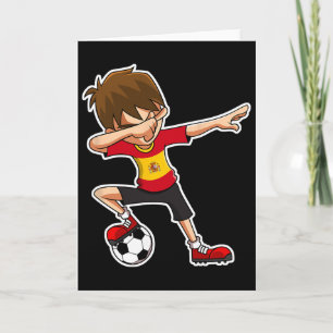 Dabbing Soccer Boy Spain Jersey, Spanish Kids Dab  Card