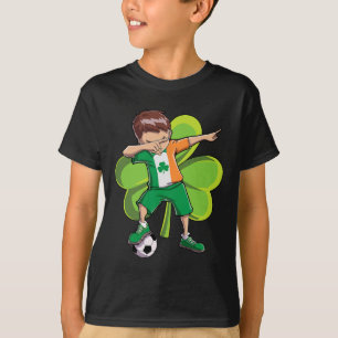 Dabbing Soccer Boy St Patricks Day Kids Men Irelan T-Shirt