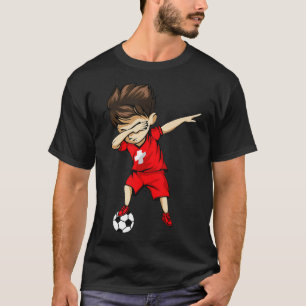 Dabbing Soccer Boy Switzerland Jersey   Swiss Foot T-Shirt
