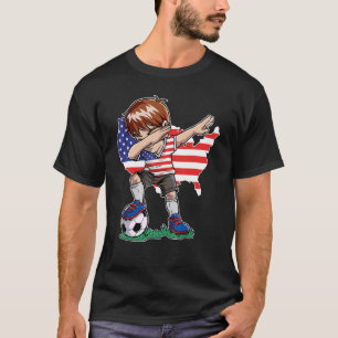 Dabbing Soccer Boy Team Fan USA American Flag Men T-Shirt