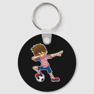 Dabbing Soccer Boy Usa Shirt United States Boys Yo Keychain