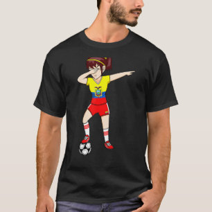 Dabbing Soccer Girl Ecuador Jersey Ecuadorian Foot T-Shirt