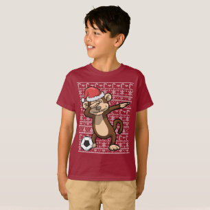 Dabbing Soccer Monkey Christmas T-Shirt