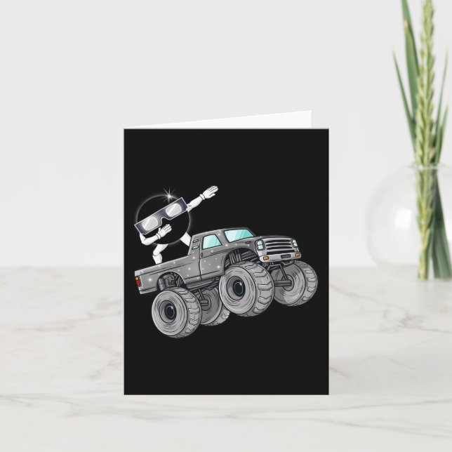 Dabbing Solar Eclipse Monster Truck Fun Boys Kids  Card (Front)