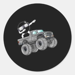 Dabbing Solar Eclipse Monster Truck Fun Boys Kids Classic Round Sticker