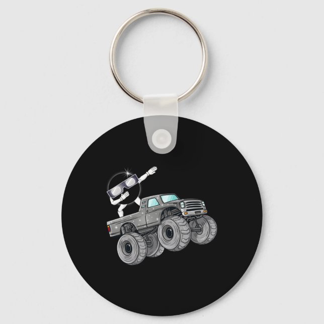 Dabbing Solar Eclipse Monster Truck Fun Boys Kids  Keychain (Front)