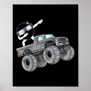 Dabbing Solar Eclipse Monster Truck Fun Boys Kids  Poster